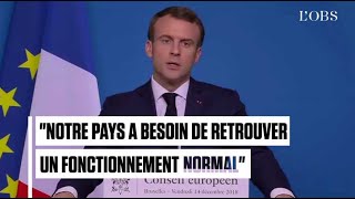 Macron appelle les quotgilets jaunesquot à quotsinscrire dans le processus démocratiquequot [upl. by Farika]