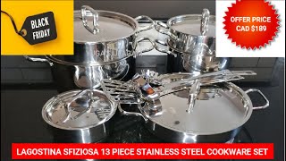 MY FAVORITE COOKWARE  Lagostina 13 Piece Stainless Steel Cookware Set  Black Friday Deal Shopping [upl. by Marrin]