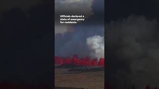 Iceland volcano eruption prompts evacuations state of emergency issued Shorts [upl. by Alrrats]