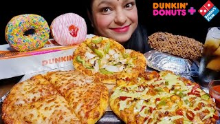 Dominos Pizza  Eating Cheese Burst Margherita Indi Tandoori Paneer Pizza amp Dunkin Donuts🥰🍩 [upl. by Annis]