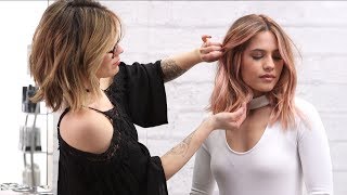 How To Balayage  Rose Gold Hair Painting with POWER BLONDE [upl. by Vander]