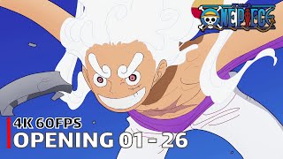 One Piece  ALL Openings 01  26  4K 60FPS Creditless  CC [upl. by Eanrahs]