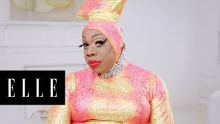 Watch Drag Queen Vivacious Makeup Transformation  About Face  ELLE [upl. by Angelita]