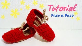 SANDALIAS ALPARGATAS PARA BEBE TEJIDAS A CROCHET PASO A PASO [upl. by Buote]