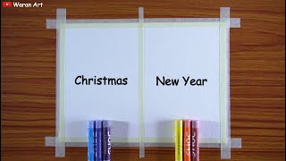 How to draw Christmas and New Year  Easy drawing for Christmas and New Year  Oil pastel Drawing [upl. by Eeldivad683]