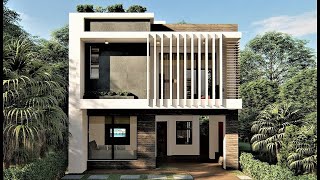 RECORRIDO 3D DE VIVIENDA 8X20 metros  RENDER ARQUITECTO [upl. by Ocirled]