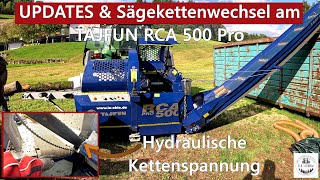 UPDATES amp Sägekettenwechsel am TAJFUN RCA 500 Pro Sägespaltautomat  Hydraulische Kettenspannung [upl. by Ainwat]