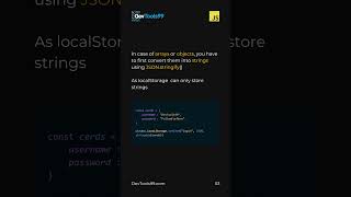 Local Storage in JavaScript devtools99 coding programming javascript localstorage [upl. by Corilla]