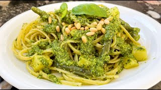 PESTO GENOVESE CON FAGIOLINI E PATATE classic recipe incl green beans amp potatoes [upl. by Reppart]