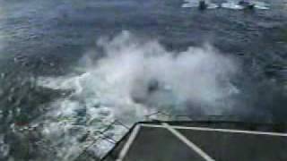 Navy CH46 Helicopter Misses Landing Deck at Sea Crashes [upl. by Ecinna689]