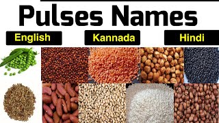 Pulses Names in English  Kannada  Hindi with pictures  ದ್ವಿದಳ ಧಾನ್ಯಗಳು [upl. by Eytteb]