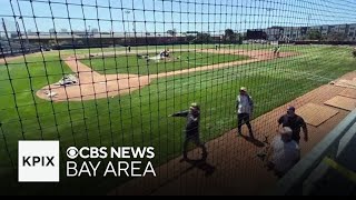 Community unites to ready ballpark for Oakland Ballers [upl. by Milzie]