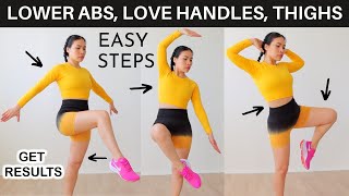 WALK OFF FAT FAST cardio HIIT lower abs waistline thighs Beginner weight loss knee friendly [upl. by Hewes]