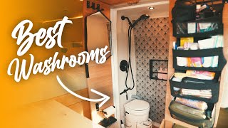 The Best Vanlife Bathrooms for 2023  Van Life Shower Toilet AND Layout Ideas [upl. by Veronike]