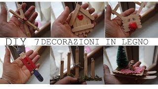 7 DECORAZIONI PER NATALE Fatte in casa in LEGNO [upl. by Ariay]