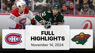 NHL Highlights  Canadiens vs Wild  November 14 2024 [upl. by Mccartan192]