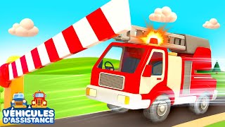 Le camion de pompiers bloqué dans lembouteillage Véhicules dassistance Dessin animé pour enfants [upl. by Arreip]