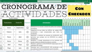 🕹️ Como hacer un CRONOGRAMA DE ACTIVIDADES 📆 en Excel utilizando CHECKBOX ✅ [upl. by Enaht]