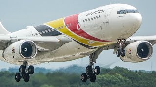 RARE A330 LANDING  AIRBUS A380 of EMIRATES in new colours  65 Landings amp Takeoffs at Düsseldorf [upl. by Anatolio]