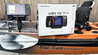 KAYAK UPGRADE Humminbird Helix 7 Install on Old Town Sportsman 120 PDL  Fish Finder Installation [upl. by Enitsud489]