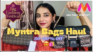 Huge Myntra Handbags Haul and Review  Sale 5090 Off  ❤️ [upl. by Lenee]