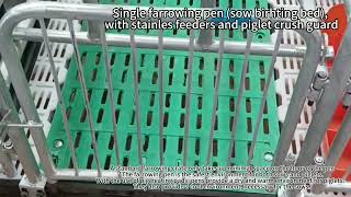 Single farrowing pen sow birhting bed with stainles feeders and piglet crush guard [upl. by Gwenni]