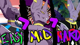 DBFZ Beerus Easy vs Medium vs Hard Combo [upl. by Htbazile]