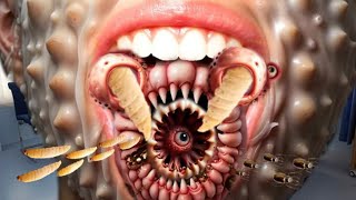 ASMR Mouth amp face Infection Treatment  Deep Cleaning Animation [upl. by Podvin]