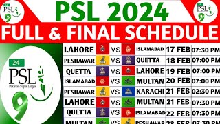 PSL 2024  PSL 2024 Schedule  PSL 2024 All Matches  PSL Full Time Table 2023  PSL 2024 Venues [upl. by Gus]