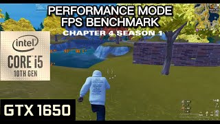 i5 10400F  GTX 1650  FORTNITE PERFORMANCE MODE BENCHMARK [upl. by Oile787]