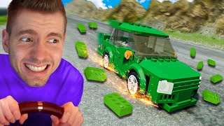 DESCI uma ladeira com CARRO DE LEGO sem freio BeamNG Drive [upl. by Merridie]