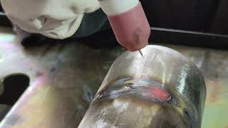 practicing tig welding 16 gauge stainless exhaust pipe [upl. by Quinby]