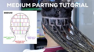 Medium Box Braid Parting Tutorial ROWBYROW  BeginnerFriendly [upl. by Regdor]