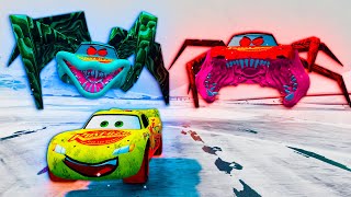 SpiderCar Mayhem Lightning McQueens Epic Escape amp Stunt Showdown in BeamNGDrive Adventure Cars [upl. by Arreyt]