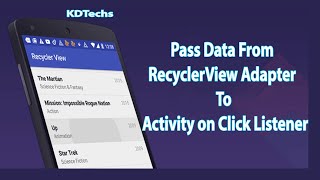 How to Pass Data From RecyclerView Adapter to Activity on Click Listener [upl. by Dorris]