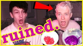 WE DESTROYED OUR HAIR DIY gone very wrong  Sam Golbach [upl. by Coyle]