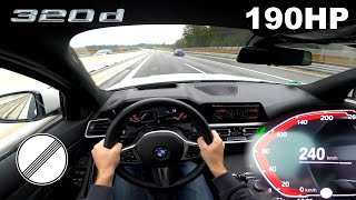 BMW 320d G20 190HP  TOP SPEED ON GERMAN AUTOBAHN  240kmh [upl. by Aislehc890]