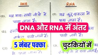 DNA और RNA मे अंतर  Differences between DNA and RNA  dna aur rna mein antar  12th Biology [upl. by Capriola]