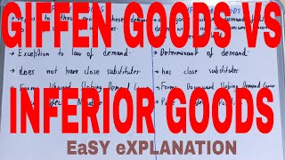 Giffen Goods vs Inferior GoodsDifference between giffen goods and inferior goodsGiffen amp inferior [upl. by Artinahs]