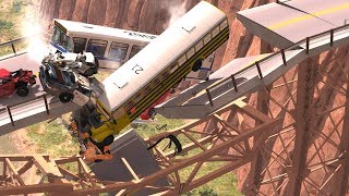 Collapsing Bridge Pileup Crashes 9  BeamNG Drive Crash Testing [upl. by Sheena976]