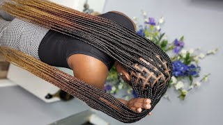 12 million Knotless boxbraids Ombre Medium knotless braids hip length [upl. by Nosna920]