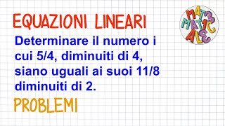 EQUAZIONI LINEARI  PROBLEMI 3  EL65 [upl. by Larianna336]