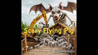 Scary Flying Pig Protects Her Babies With Backhoe excavator shorts 1123 [upl. by Ssilb]