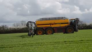 Digestate Spreading with Huge Vredo VT71383 amp Vogelsang 36m Dribble Bar [upl. by Akemyt]