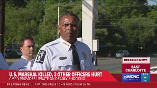 CMPD speak after an east Charlotte shooting that killed 3 US Marshal task force officers and wounded [upl. by Kurland4]