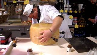 How to crack a Parmigiano Reggiano Wheel [upl. by Byrdie832]