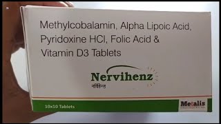 Nervihenz Tablet  Methylcobalamin Alpha Lipoic Acid Pyridoxine HCI Folic Acid ampVitamin D3 Tablets [upl. by Bourque]