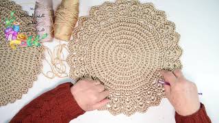 كروشيه طريقة عمل مفرش بخيط السلسلة Crochet tablecloth from chain yarn [upl. by Ahsinrad650]