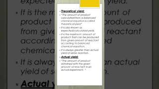 UNDERSTANDING YIELD THEORETICAL YIELD ACTUAL YIELD AND PERCENTAGE YIELD EXPLAINED chemistry [upl. by Pelage83]