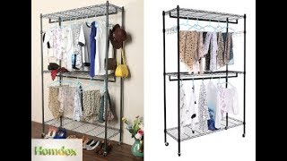 The Best Homdox 3 Shelves Wire Shelving Clothing Rolling Rack [upl. by Hyo699]